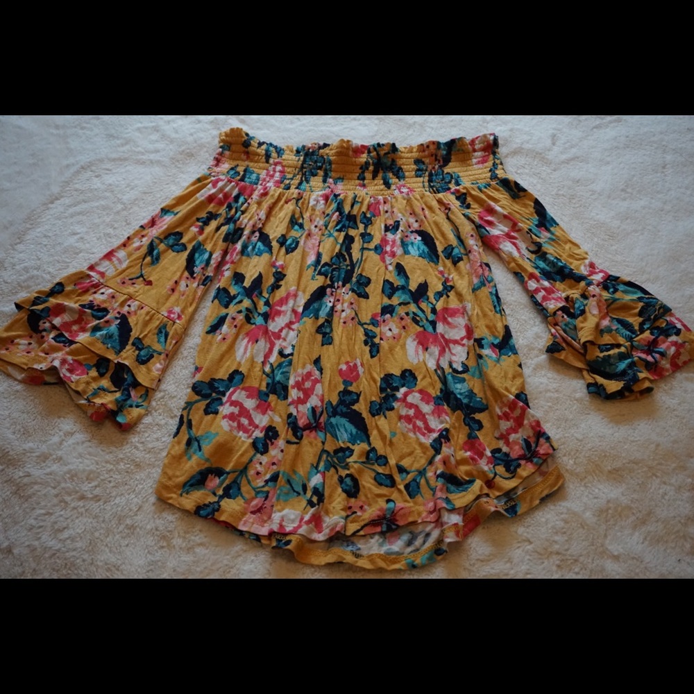 Off the Shoulder Yellow Floral Top